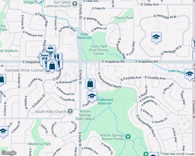 map of restaurants, bars, coffee shops, grocery stores, and more near 6838 South Ivy Street in Englewood
