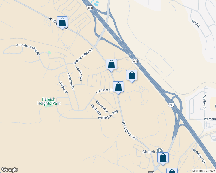 map of restaurants, bars, coffee shops, grocery stores, and more near 7715 North Claridge Pointe Parkway in Reno