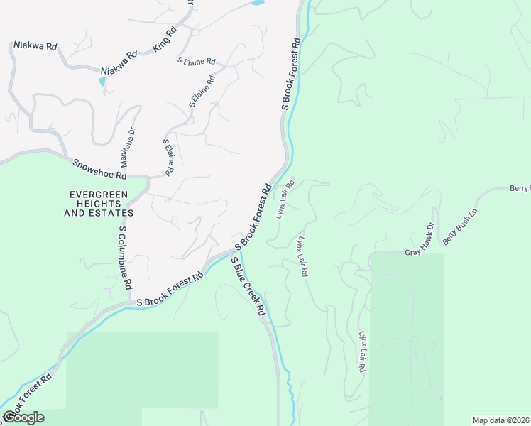 map of restaurants, bars, coffee shops, grocery stores, and more near 6856 South Brook Forest Road in Evergreen