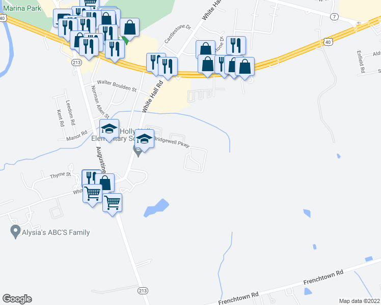 map of restaurants, bars, coffee shops, grocery stores, and more near Elk Chase Drive in Elkton