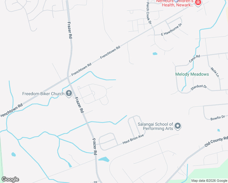 map of restaurants, bars, coffee shops, grocery stores, and more near 2679 Frazer Road in Newark