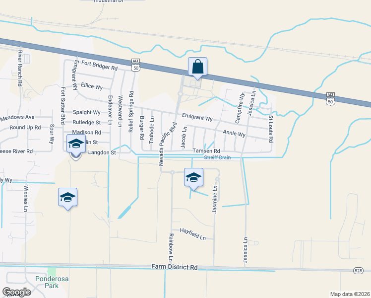 map of restaurants, bars, coffee shops, grocery stores, and more near 1222 Jacob Lane in Fernley