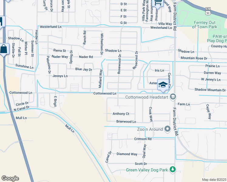 map of restaurants, bars, coffee shops, grocery stores, and more near 527 Garden Circle in Fernley