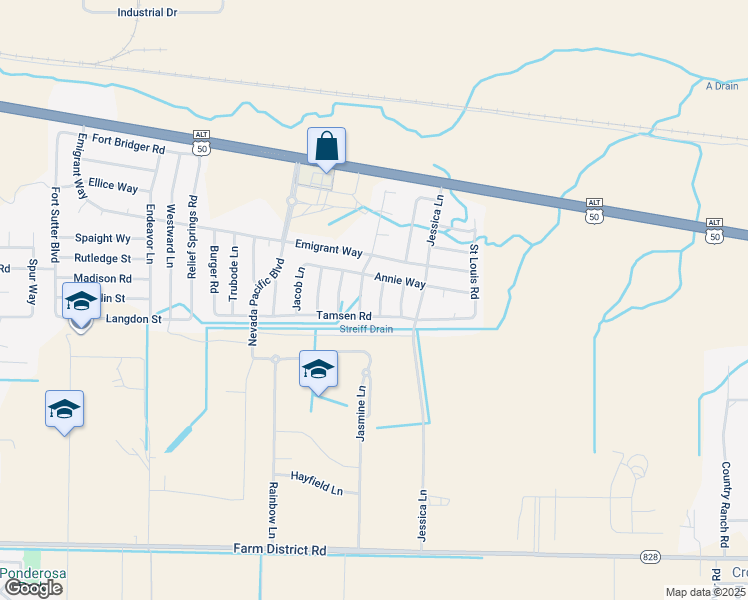 map of restaurants, bars, coffee shops, grocery stores, and more near 817 Stanton Lane in Fernley
