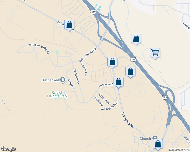 map of restaurants, bars, coffee shops, grocery stores, and more near 23 Brookshire Drive in Reno