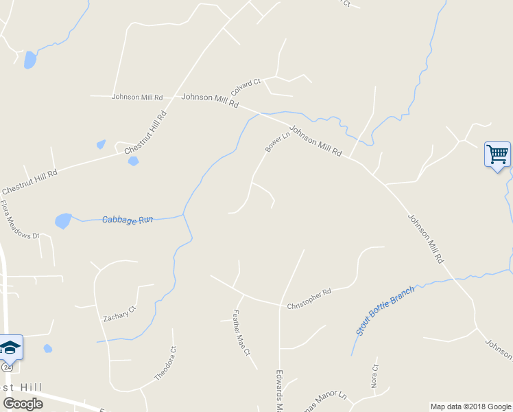 map of restaurants, bars, coffee shops, grocery stores, and more near 119 Bower Lane in Forest Hill