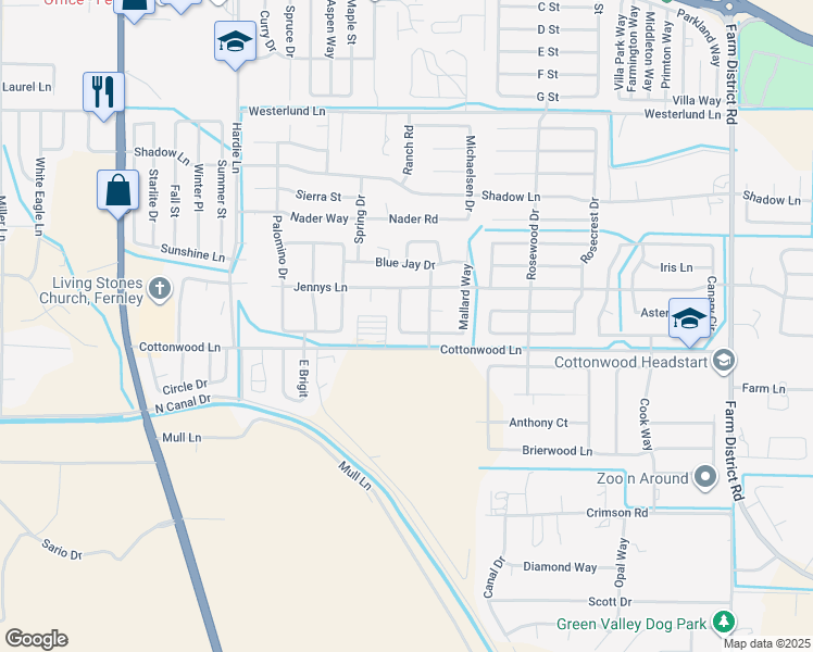map of restaurants, bars, coffee shops, grocery stores, and more near 787 Mallard Way in Fernley