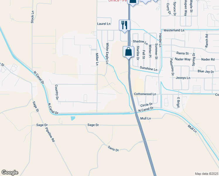 map of restaurants, bars, coffee shops, grocery stores, and more near 940 Curtis Place in Fernley