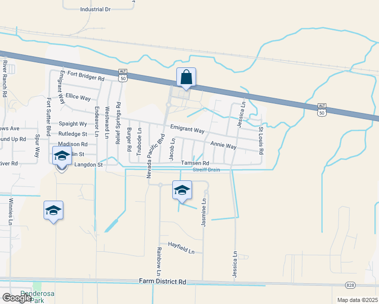 map of restaurants, bars, coffee shops, grocery stores, and more near 1011 Foster Way in Fernley