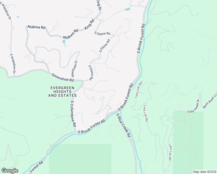 map of restaurants, bars, coffee shops, grocery stores, and more near 6756 South Columbine Road in Evergreen