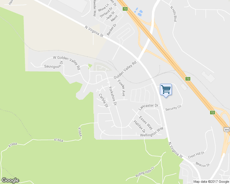 map of restaurants, bars, coffee shops, grocery stores, and more near 7750 Yorkshire Drive in Reno