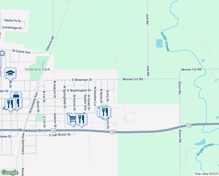 map of restaurants, bars, coffee shops, grocery stores, and more near 400-498 N Lily Ln in Auburn