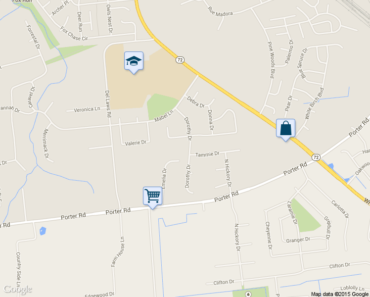 map of restaurants, bars, coffee shops, grocery stores, and more near 104 Dorothy Drive in Bear