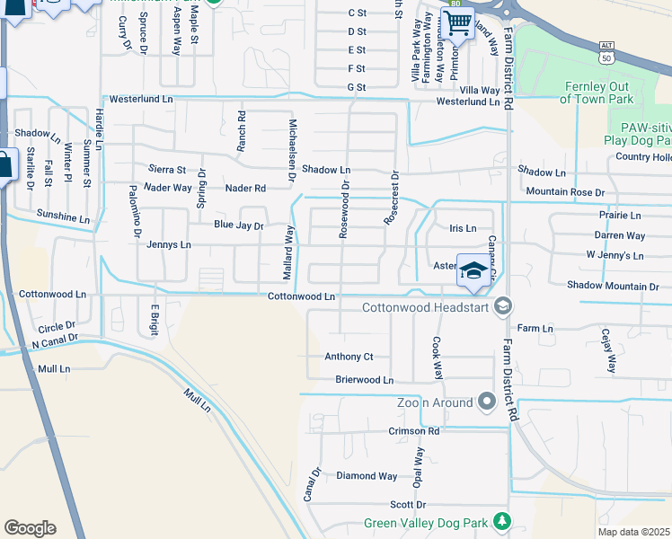 map of restaurants, bars, coffee shops, grocery stores, and more near 527 Garden Circle in Fernley