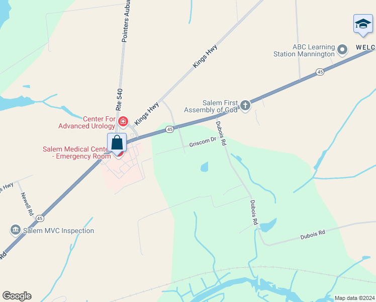 map of restaurants, bars, coffee shops, grocery stores, and more near 20 Whitney Avenue in Mannington Township
