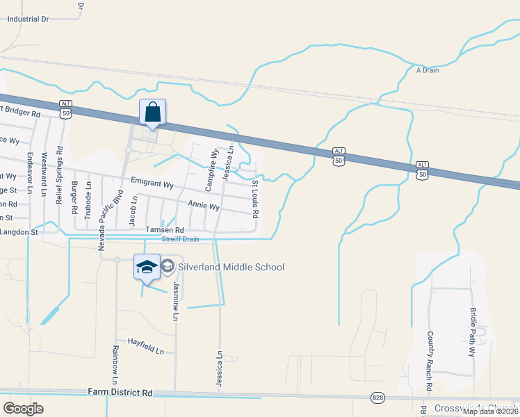 map of restaurants, bars, coffee shops, grocery stores, and more near 600 Annie Way in Fernley