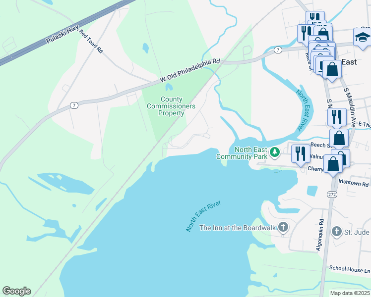 map of restaurants, bars, coffee shops, grocery stores, and more near Isle Drive in Pasadena
