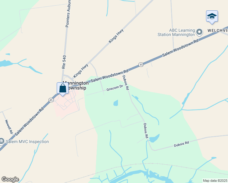 map of restaurants, bars, coffee shops, grocery stores, and more near 20 Whitney Avenue in Mannington Township
