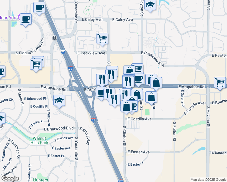 map of restaurants, bars, coffee shops, grocery stores, and more near 6788 S Clinton St in Greenwood Village