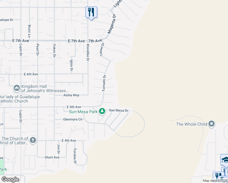 map of restaurants, bars, coffee shops, grocery stores, and more near 5515 Hurricane Court in Sun Valley