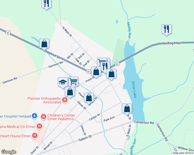 map of restaurants, bars, coffee shops, grocery stores, and more near 29 State Street in Elmer