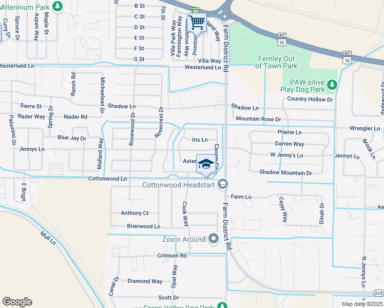 map of restaurants, bars, coffee shops, grocery stores, and more near 463 Jennys Lane in Fernley