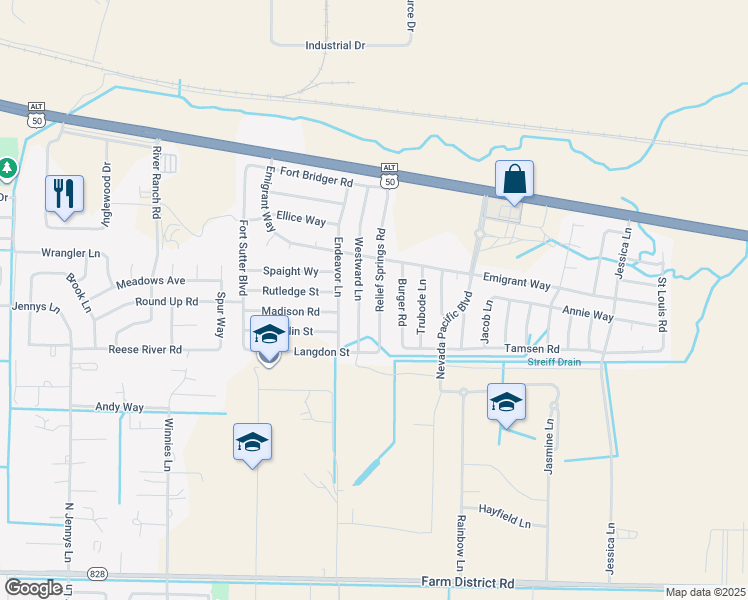 map of restaurants, bars, coffee shops, grocery stores, and more near 140 Relief Springs Road in Fernley