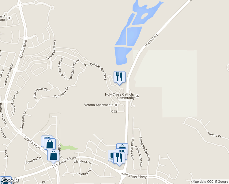 map of restaurants, bars, coffee shops, grocery stores, and more near 5730 Vista Palomar Way in Sparks