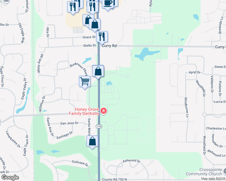 map of restaurants, bars, coffee shops, grocery stores, and more near 1464 Royal View Lane in Greenwood