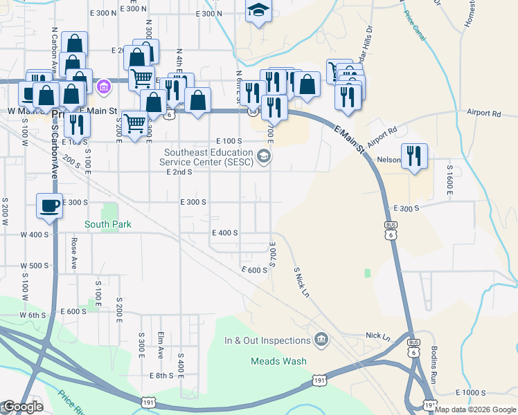 map of restaurants, bars, coffee shops, grocery stores, and more near 315 Giraud Avenue in Price