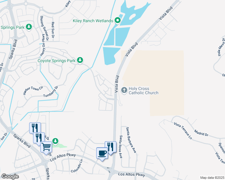 map of restaurants, bars, coffee shops, grocery stores, and more near 5680 El Paseo Drive in Sparks