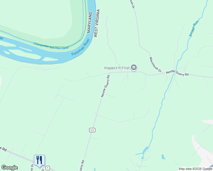 map of restaurants, bars, coffee shops, grocery stores, and more near 876 Nestle Quarry Rd in FALLING WATERS