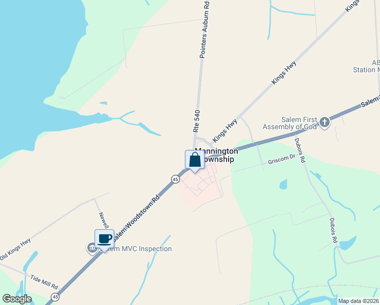 map of restaurants, bars, coffee shops, grocery stores, and more near 5 Pointers Auburn Road in Mannington Township