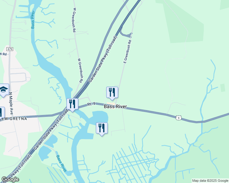 map of restaurants, bars, coffee shops, grocery stores, and more near 13 East Greenbush Road in Tuckerton