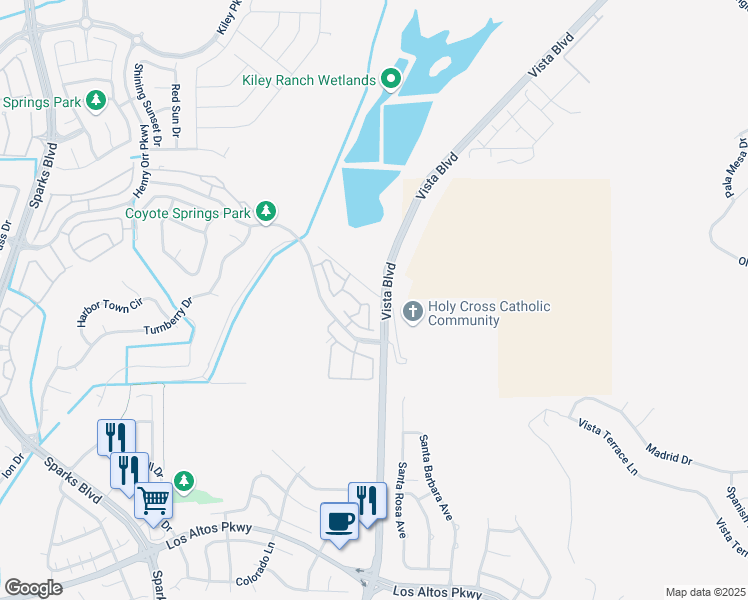 map of restaurants, bars, coffee shops, grocery stores, and more near 5680 El Paseo Drive in Sparks