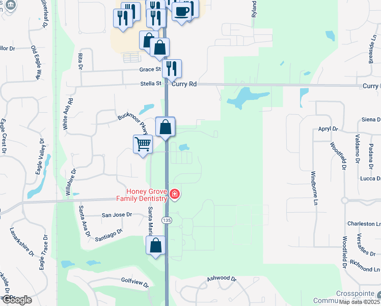 map of restaurants, bars, coffee shops, grocery stores, and more near 1464 Royal View Lane in Greenwood