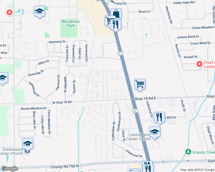 map of restaurants, bars, coffee shops, grocery stores, and more near 1301-1453 York St in Greenwood