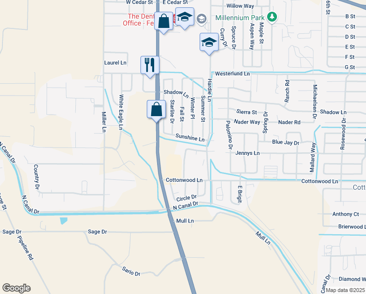 map of restaurants, bars, coffee shops, grocery stores, and more near 110 Rachel Street in Fernley