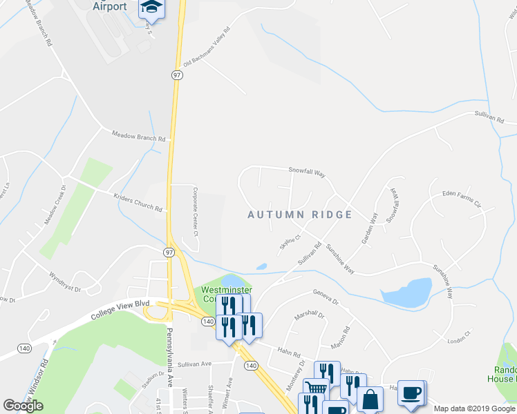 map of restaurants, bars, coffee shops, grocery stores, and more near 714 Snowfall Way in Westminster