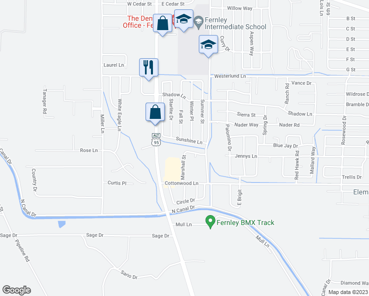 map of restaurants, bars, coffee shops, grocery stores, and more near 110 Rachel Street in Fernley