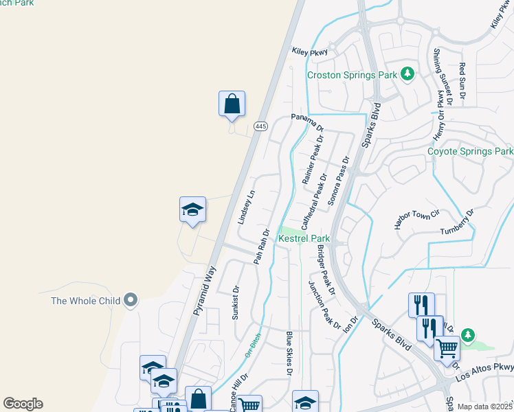map of restaurants, bars, coffee shops, grocery stores, and more near 50 Rusnak Court in Sparks
