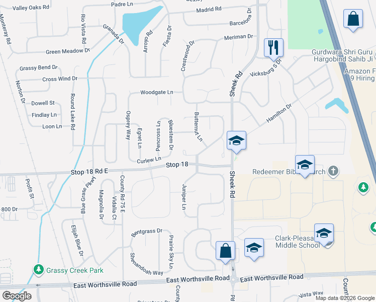 map of restaurants, bars, coffee shops, grocery stores, and more near 1022 Sugar Maple Drive in Greenwood
