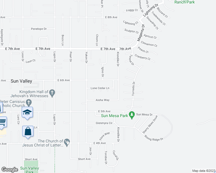 map of restaurants, bars, coffee shops, grocery stores, and more near 621 Lone Cedar Lane in Sun Valley