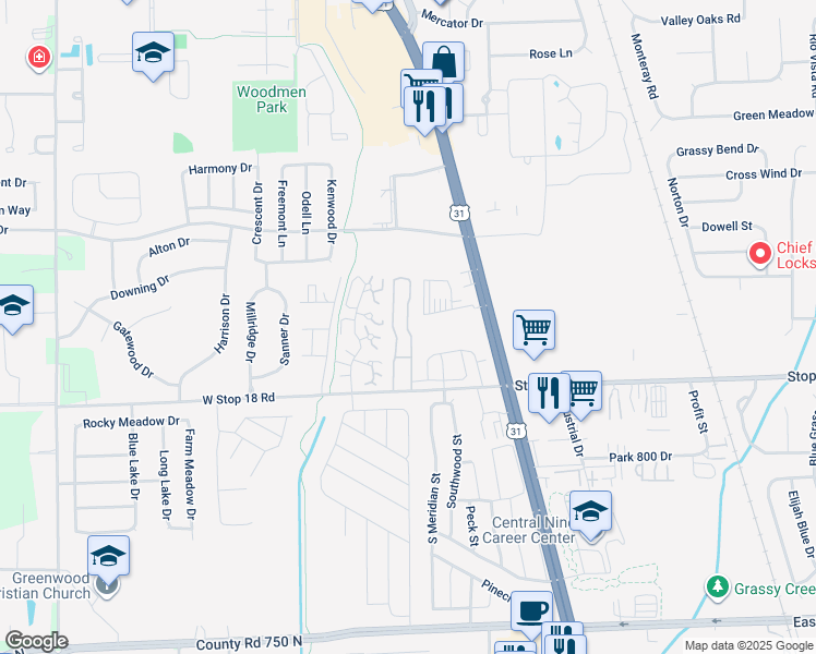 map of restaurants, bars, coffee shops, grocery stores, and more near 1301-1453 York St in Greenwood