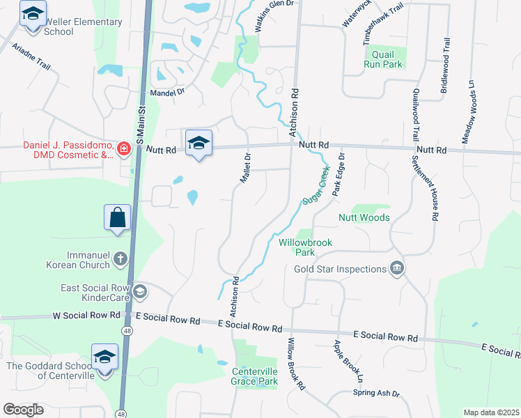 map of restaurants, bars, coffee shops, grocery stores, and more near 10100 Polo Court in Dayton