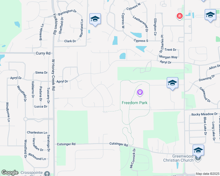 map of restaurants, bars, coffee shops, grocery stores, and more near 1224 Newark Court in Greenwood