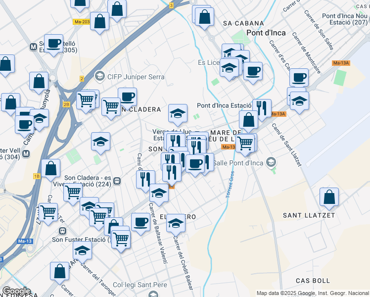 map of restaurants, bars, coffee shops, grocery stores, and more near 8 Passatge de Cala Figuera in Palma