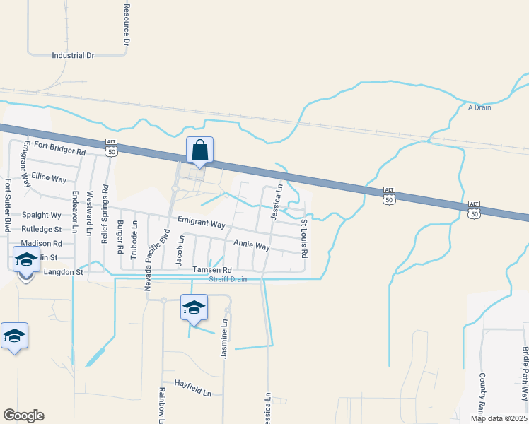 map of restaurants, bars, coffee shops, grocery stores, and more near 122 Campfire Way in Fernley