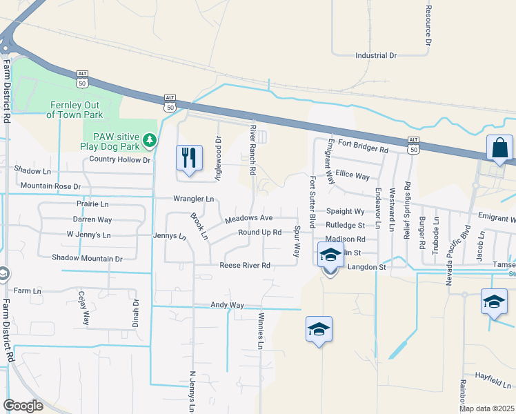 map of restaurants, bars, coffee shops, grocery stores, and more near 534 Dutch Oven Court in Fernley