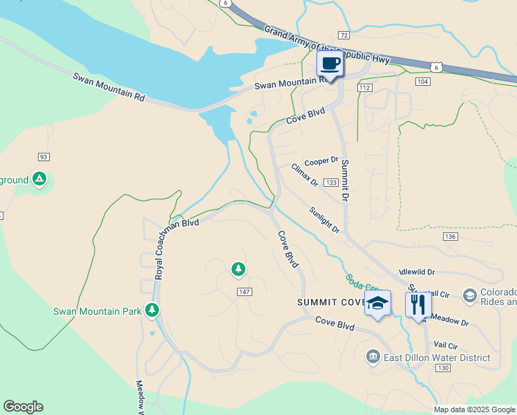 map of restaurants, bars, coffee shops, grocery stores, and more near 165 Gingerquill Court in Dillon
